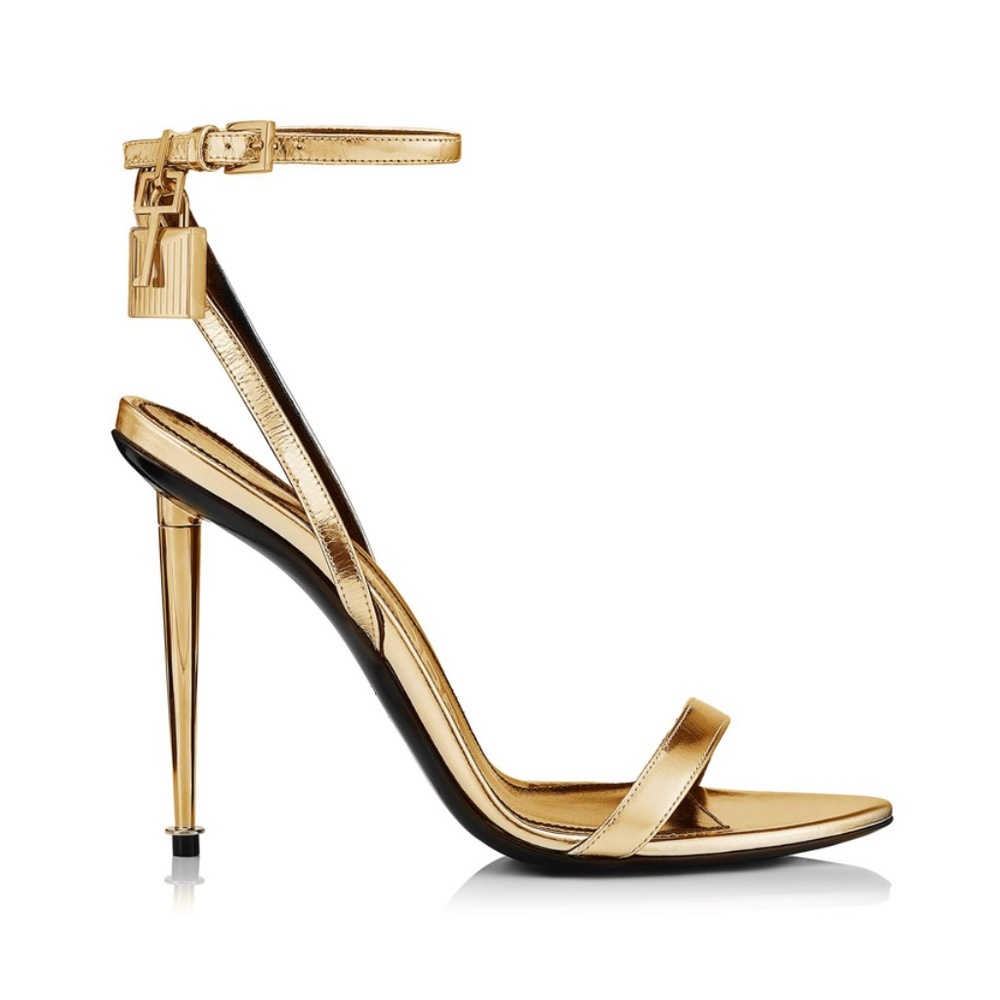 TOM FORD GOLD PADLOCK 105 MM SANDAL- SIZE 39EU/9US "EXCELLENT CONDITION"